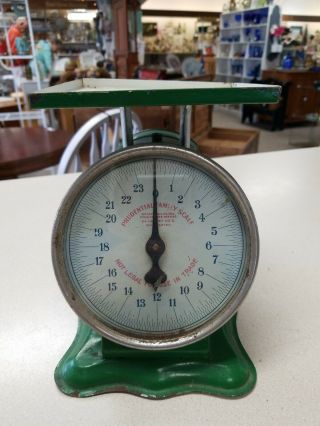 Antique Vintage Green Prudential Family 24 Lb Scale Pat 