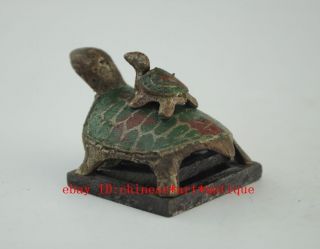 Four rare chinese antique bronze tortoise - shaped seal a01 2
