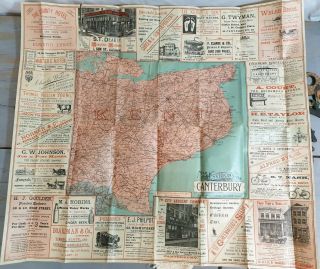 Map Of Environs Of Canterbury Kent Victorian Rare Antique Roberts Of Nottingham