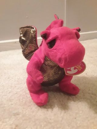 Ty Beanie Babies.  Rare Legend Red & Gold Dragon Sparkle Wings & Eyes.