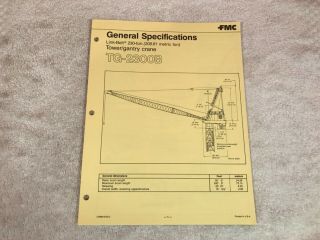 Rare Fmc Link Belt Tg - 2300b Crane Dealer Sales Brochure 6 Page