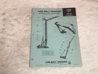 Rare 1968 Fmc Link Belt 108 Speeder Crane Dealer Sales Brochure