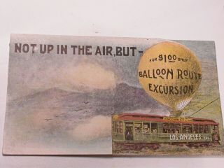 Antique Los Angeles Hot Air Balloon Rout Excursion Post Card