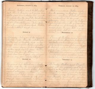 Rare 1874 Handwritten Diary Aurilla White Dying Of Tuberculosis West Dover Vt