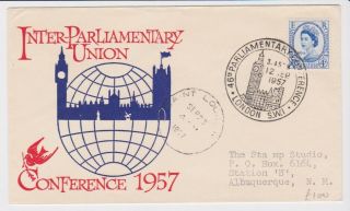 Gb Stamps Rare First Day Cover 1957 Parliament Big Ben Special To St Louis
