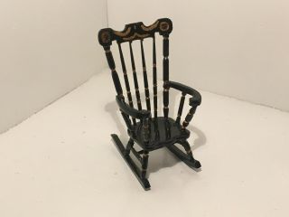 Vintage Dollhouse Miniatures Wooden Rocking Chair 3