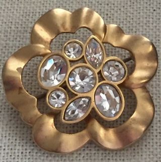 Rare Vintage Swarovski Flower Faux Gem Crystals Brooch Pin