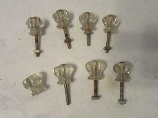 8 Antique Small Glass Drawer Pulls