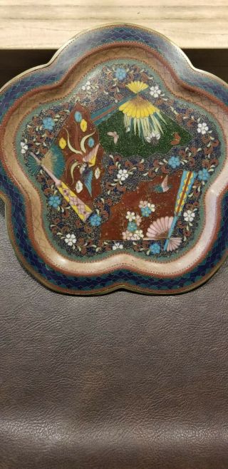 Large Antique Japanese 19th Century Meji Period Cloisonne Plate