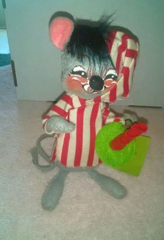 Annalee Vintage 1971 Mobiltee Doll Mouse In Nightshirt Candle W/ Tags