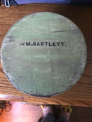 Antique Signed Small Pantry Box.  Old Green Paint