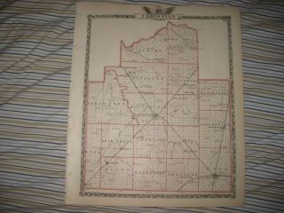 Antique 1876 Montgomery Christian County Illinois Map Litchfield Virden N