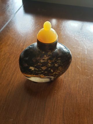 Old Chinese Agate Snuff Bottle Well Carved.  Unusual Natural Colors