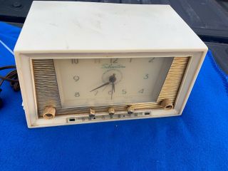 Vintage Silvertone Clock Tube Radio Antique Radios Old Tubes Rare White Radio