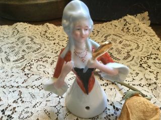 Antique Vintage Bisque Porcelain Marie Antoinette With Hand Mirror Half Doll