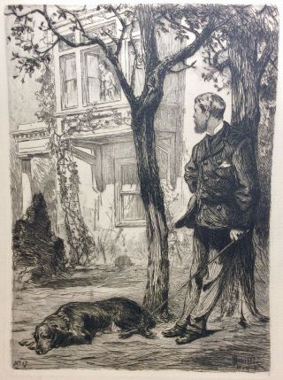Rare Antique James David Smillie No.  17 Dated 1881 Etching Dog Art