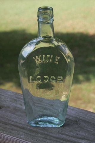 Vintage Rare Wine Lodge Half Pint Flask Coffin Shaped Liquor Bottle Empty