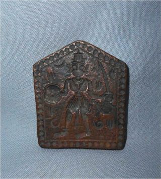 Antique India Top High Aged Bronze Stamp Mold For Amulets Shiva Figure
