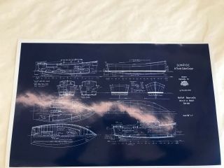 Sunrise Cruiser Boat Blueprint 16x26 Photo Paper Yacht Boat Naval Nautical