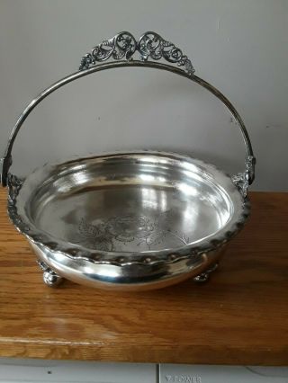 Adelphi Silver Plate Co.  Silverplate Basket With Handle Bridal Basket