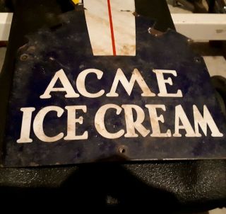 Acme Ice Cream Sign Vintage Rare Red Coat Ice Cream 3