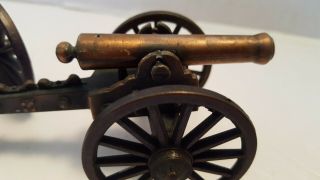 Vintage Antique Brass & Cast Iron Toy Cannon - W/ Limber Rare Small