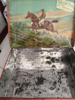 Antique Late 1800s Pastime Plug Tobacco Tin Box John Finzer & Bros Ky Sign