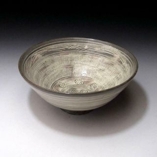 PF7: Japanese Mishima Style Tea Bowl,  Banko ware by Famous potter,  Yutaka Miyata 3