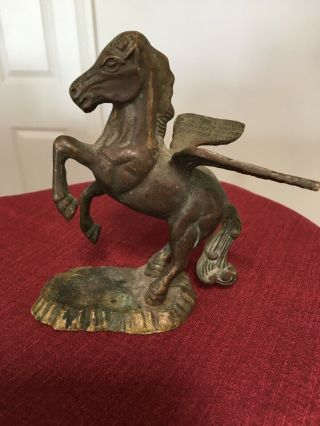 Antique Vintage Bronze Miniature Winged Horse Pegasus Sculpture Statue
