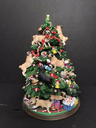 Danbury Pug Dog Lighted Christmas Tree Figurine Retired Rare