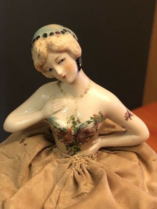 Vintage German - Pin Cushion Half Doll Porcelain Lady 1920 