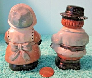 Vintage Ceramic Pilgrim Thanksgiving Salt & Pepper Shakers,  Hand Painted,  RARE 2
