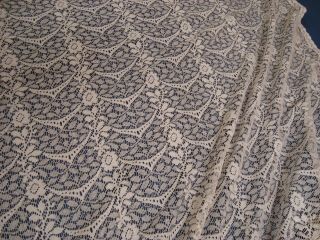 One Antique Lace Crochet Fancy Curtain Panel Border Hemline 46 " X 98 " Ivory