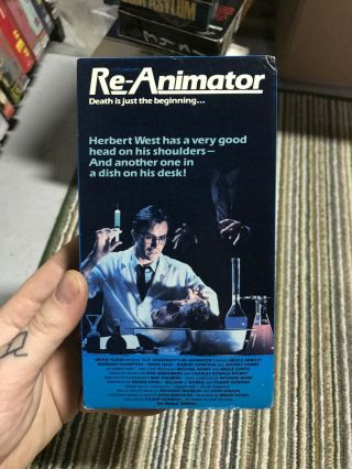 Re - Animator Horror Sov Slasher Rare Oop Vhs Big Box Slip