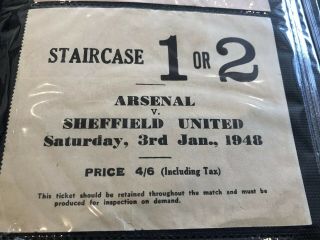 Arsenal - Early Rare Post War Ticket - League V Sheff Utd 3rd Jan 1948