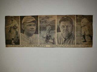 Babe Ruth 1934 Boston Daily Record Career Panel Very Rare Baltimore Orioles