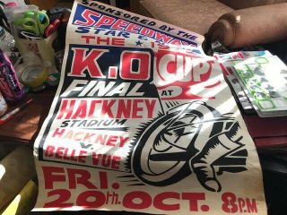 Hackney Hawks V Belle Vue Aces - Ko Cup Final 1972 - - Rare - - Large Advertising Poster