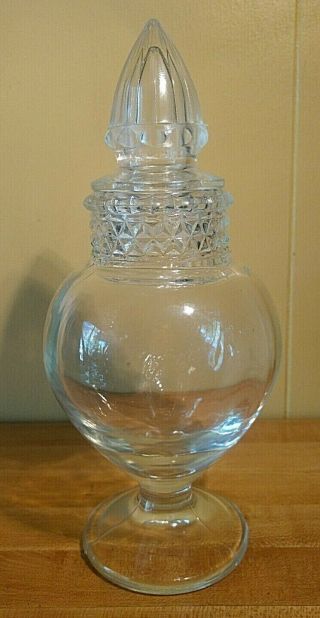 Small Vintage Glass Cone Top Candy Apothecary Jar Store Display