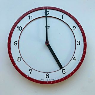 Rare Vtg 1982 Braun Wall Clock 4861 Dietrich Lubs Germany Rams Ag Red