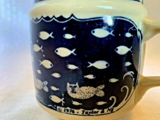 Vintage Taylor & Ng Barrel Shape Catfish Mug 1976 Rare HTF blue 3