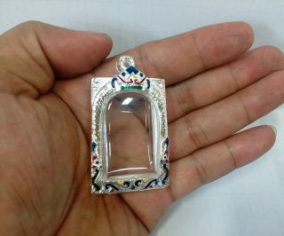 For Somdej Case Thai Amulet Silver Solid Type Rectangle 4.  1x3.  1c.  M