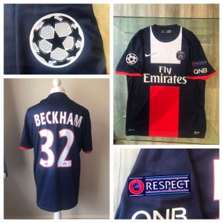 Rare Psg 2013 Champions League Home Shirt Beckham 32 Size Xl