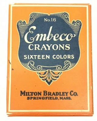 Vintage Embeco Crayons Sixteen Colors Milton Bradley Co.  No.  16 Rare