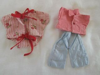Vintg Vogue Ginnette - Jimmy Doll Red Gingham Shirt - Pants - Red/white Sunsuit - Tagged