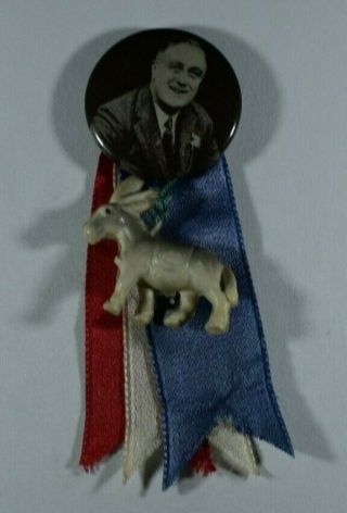 Fdr Political Pinback Roosevelt Button Pin Advertising Campaign - Rare Design