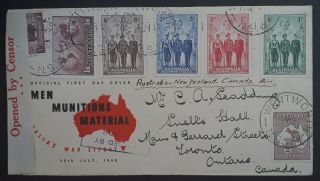 Rare 1940 Australia - Australian Imperial Forces Set On Cover With Censor - Canada