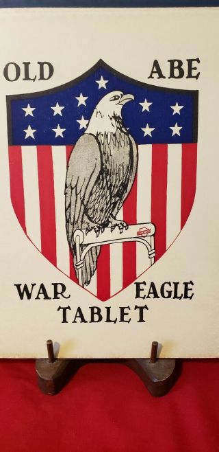 Antique Vintage Child ' s School Tablet Old Abe War Eagle Tablet Americana Neat 2