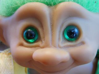 Treasure Troll Doll In Jogging Suit By Ace Novelty Green Hair,  Eyes & Star Gem