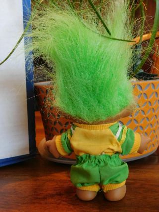 TREASURE TROLL Doll in JOGGING SUIT by Ace Novelty Green Hair,  Eyes & Star GEM 3
