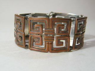 Margot De Taxco Vintage Mexican Silver & Copper Bracelet Rare Design